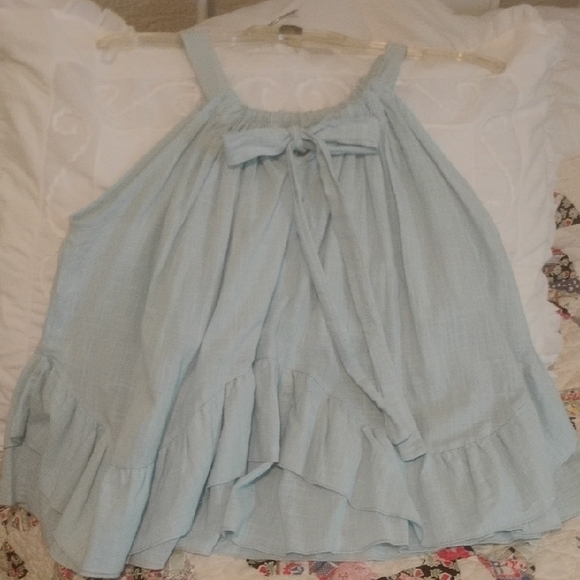 Lulu's Light Blue Ruffle-Hem Tank - Picture 3 of 4